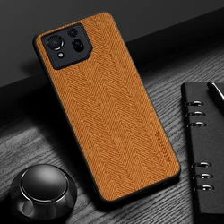 Leather Wood Grain Case - Sleek, Lightweight, and Durable Design for ROG Phone 8 Pro (Orange)