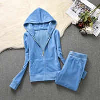 Women's Velvet Tracksuit Two Piece Set 2025 Spring Autumn Women's Zipper Jacket and Slant Pockets Pants Casual Outfit 1
