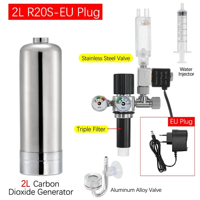 2L/1L CO2 Reactor Kit Aquarium Fish Tank DIY Carbon Dioxide Generator