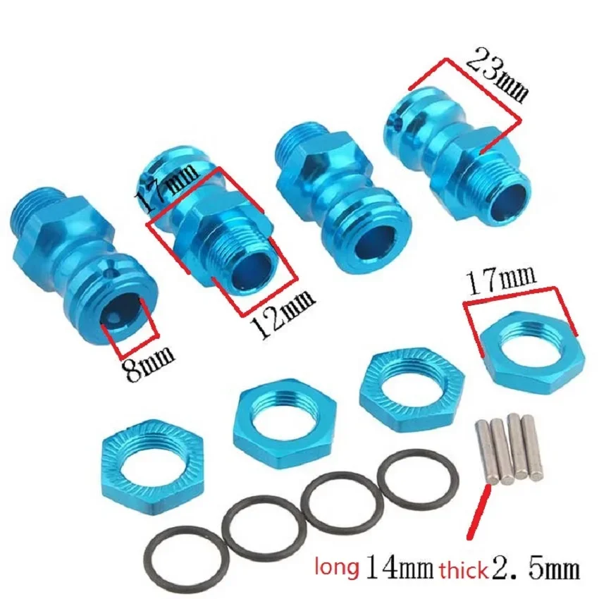 

4 teile/los Aluminium 17mm Hex 23mm Rad Verlängerung Adapter Stick Hub Für 1/8 Skala RC Auto Teile