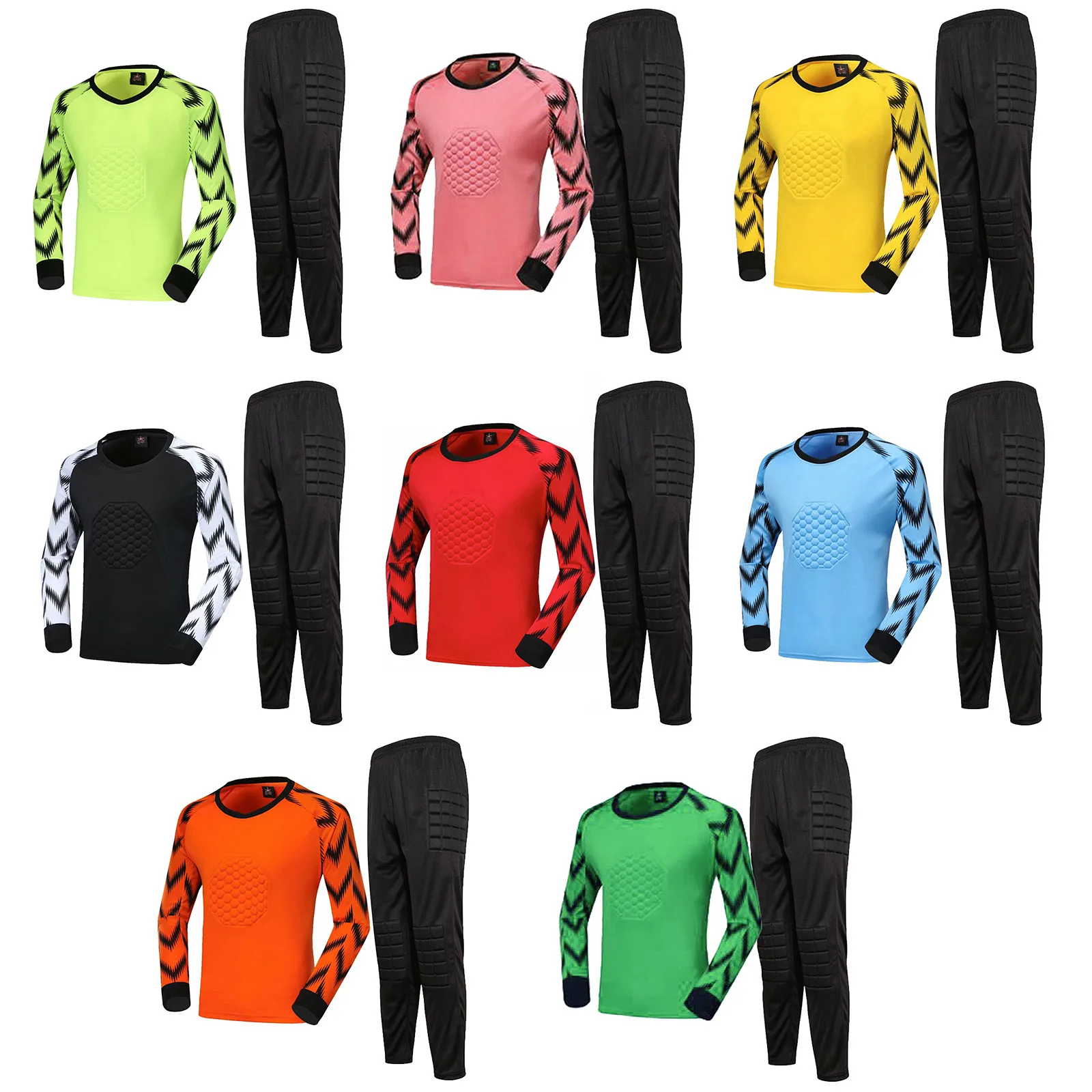 Men Soccer Goalkeeper Outfit Goalie Sport Suit Long Sleeve Sponge Pads Protection Top Pants Football Training Uniform Sportswear football uniform sports uniform sets