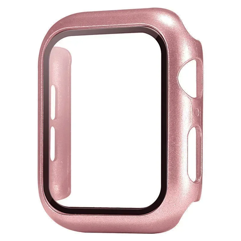 Enhanced Tempered Glass Apple Watch Screen Protector Case - Matte Hard PC Bumper Cover
