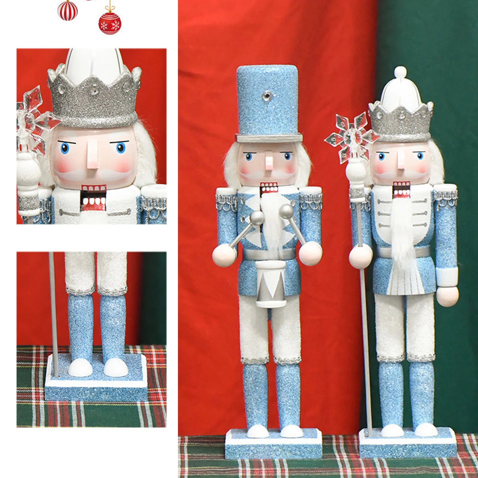 

Glitter Nutcracker Figure Collectible Festive Deoration For Showcase Shop