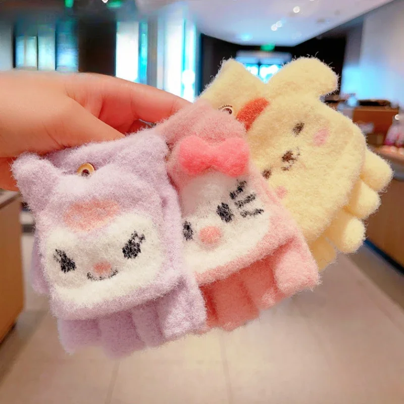 

Kuromi Child Glove Anime Sanrio HelloKitty Cinnamoroll Kawaii Plush Outdoor Cold-proof Comfortable Warm Cartoon Birthday Present