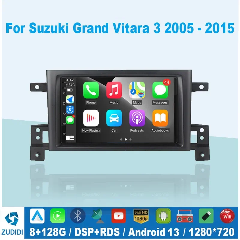 2din Car radio Android 16 For Suzuki Grand Vitara 3 2005-2010 2011-2015 Car Radio Multimedia Player GPS Carplay Androidauto WIFI car radio