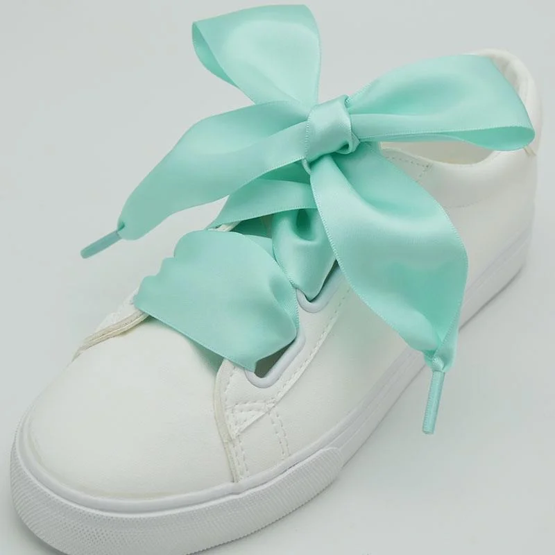 Widen Satin Silk Ribbon Flat Shoelaces Sneaker Sport Board Canvas Shoes Lace Strings 1 Pair 4CM