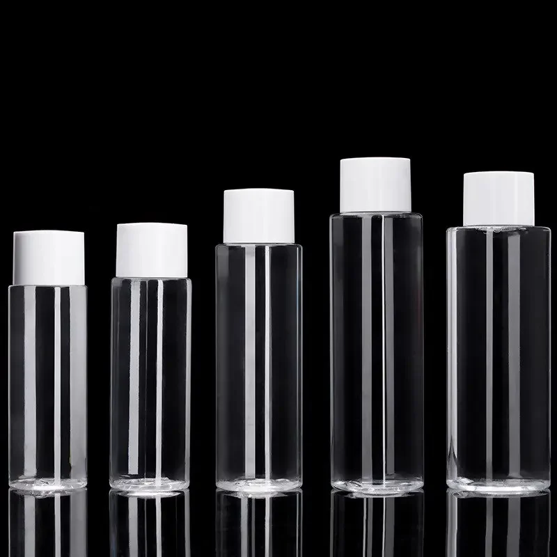 

Wholesale 300PCS 100ml 120ml 150ml 200ml 250ml with White Cap PET Clear Skin Care Packaging Empty Cosmetic Plastic Toner Bottle