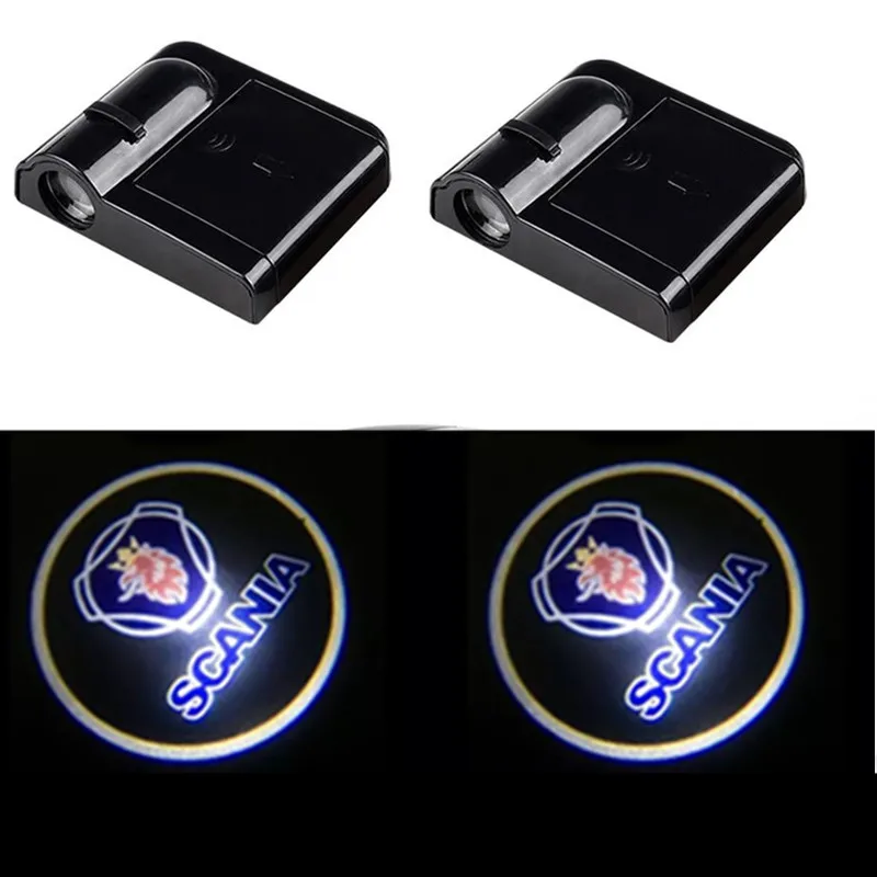 2Pcs Led Car Door Logo Light Hd Laser Welcome Lamps Per Tamiya Scania R620 R470 Laser Cortesia Ghost Shadow Lamps Interior