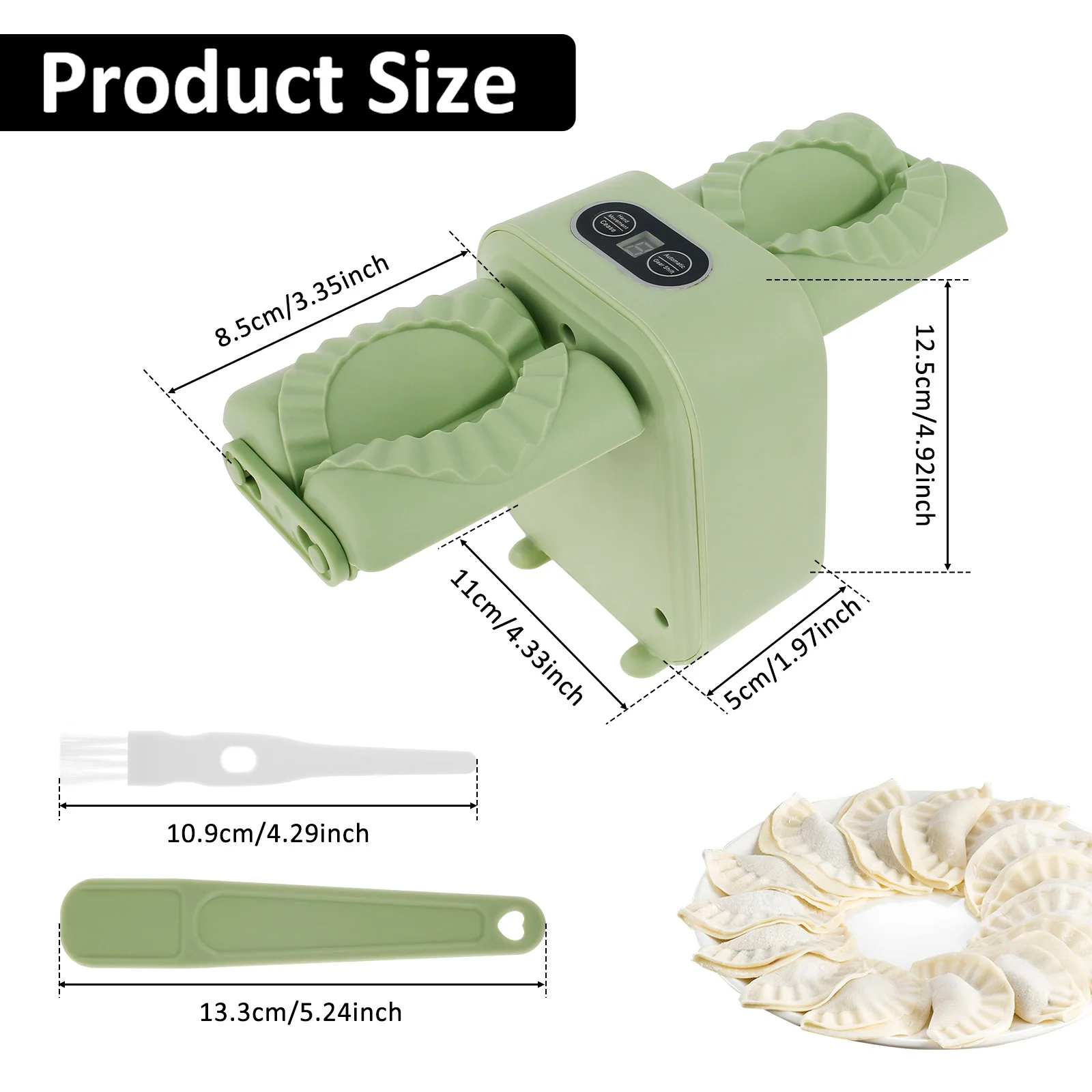 New Electric Dumpling Maker Double Head Dumpling Maker Press Automatic Machine with Spoon Brush Rechargeable