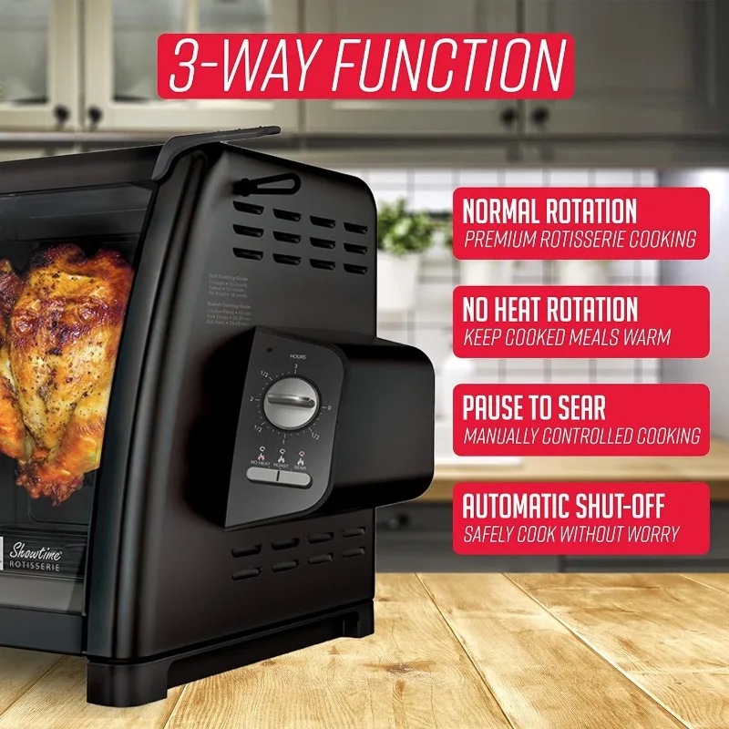 Ronco ST5500SBLK Series Rotisserie Oven, Countertop Rotisserie Oven, 3 Cooking Functions: Rotisserie, Sear and No Heat Rotation 5