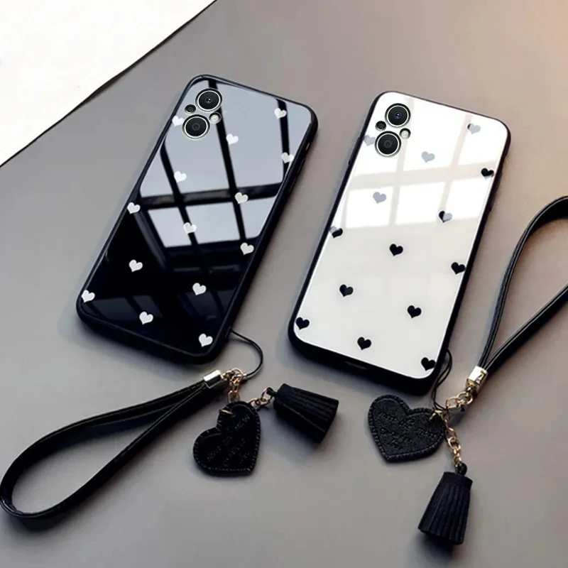 Fashion Love Heart Hard Glass Phone Case