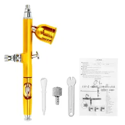 Precision Dual - Action Gravity Air Brush Kit with Aluminum Spray Gun & Interchangeable Nozzle Sets for Versatile Artistic Applications (Golden)