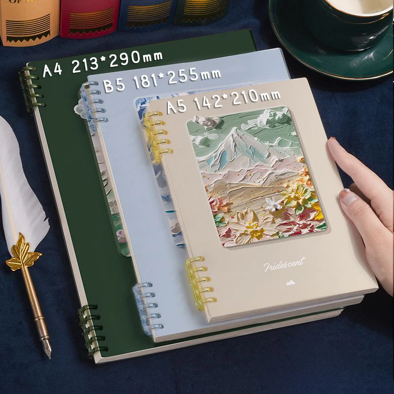Creative Oil Paint Cover Notebooks Replaceable Refill Loose Leaf Line Notebook A4/A5/B5 Binder Planner Office Memo Book