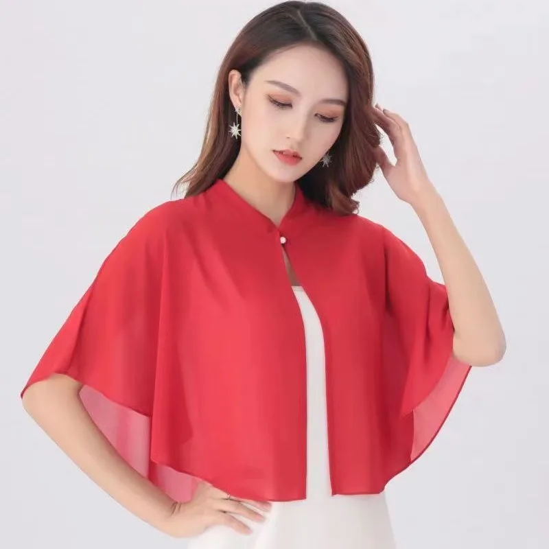 Spring Chiffon Short Outer Wear Sunscreen Shawl Women Sun Clothing Summer Sun Protection Air-Conditioning Cloak Lace Thin Scarf