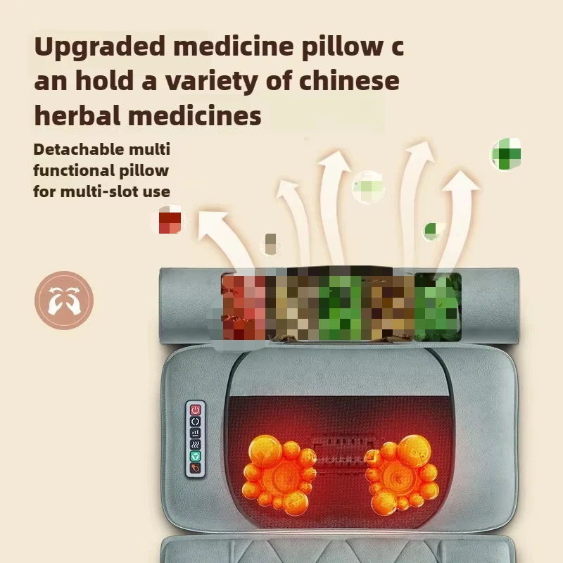 Matelas de massage électrique pour tout le corps avec chauffage, télécommande, coussin d'air pour les épaules, la nuque et la taille, et fonction de pétrissage du dos par vibrations._voghion.com