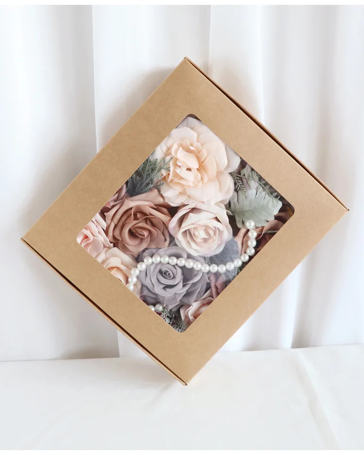Yannew Rosa Blau Künstliche Blumen Combo Box Set für DIY Blumenarrangement Hochzeitsstrauß Party Tischdekoration Dekoration – Detail 22