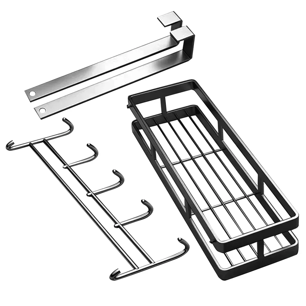Over Door Hangers Detachable Installation-free Storage Rack Multifunctional High Carbon Steel Hook Clothes Shelf Basket