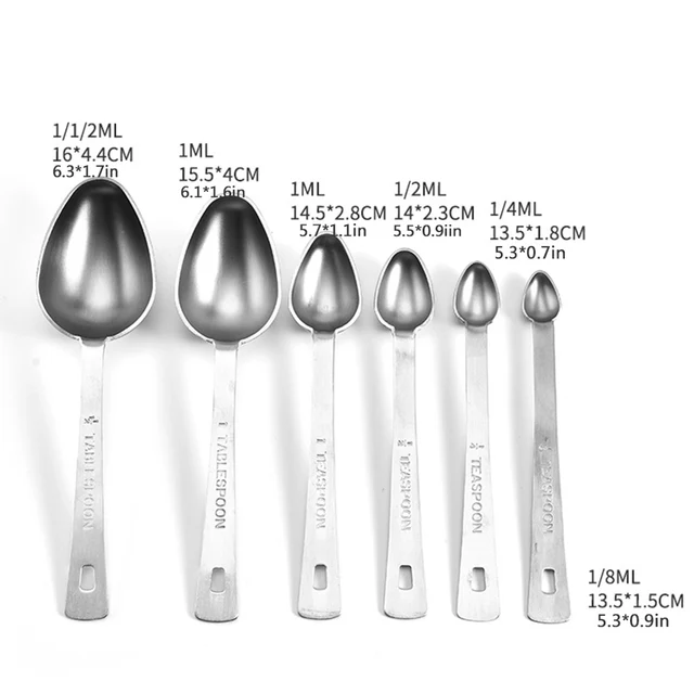 Slofoodgroup Measuring Spoon Set - 6 Piece Stainless Steel Measuring Spoon Set | 304 Stainless Steel Measuring Spoon Set for Cooking Baking and Kitche