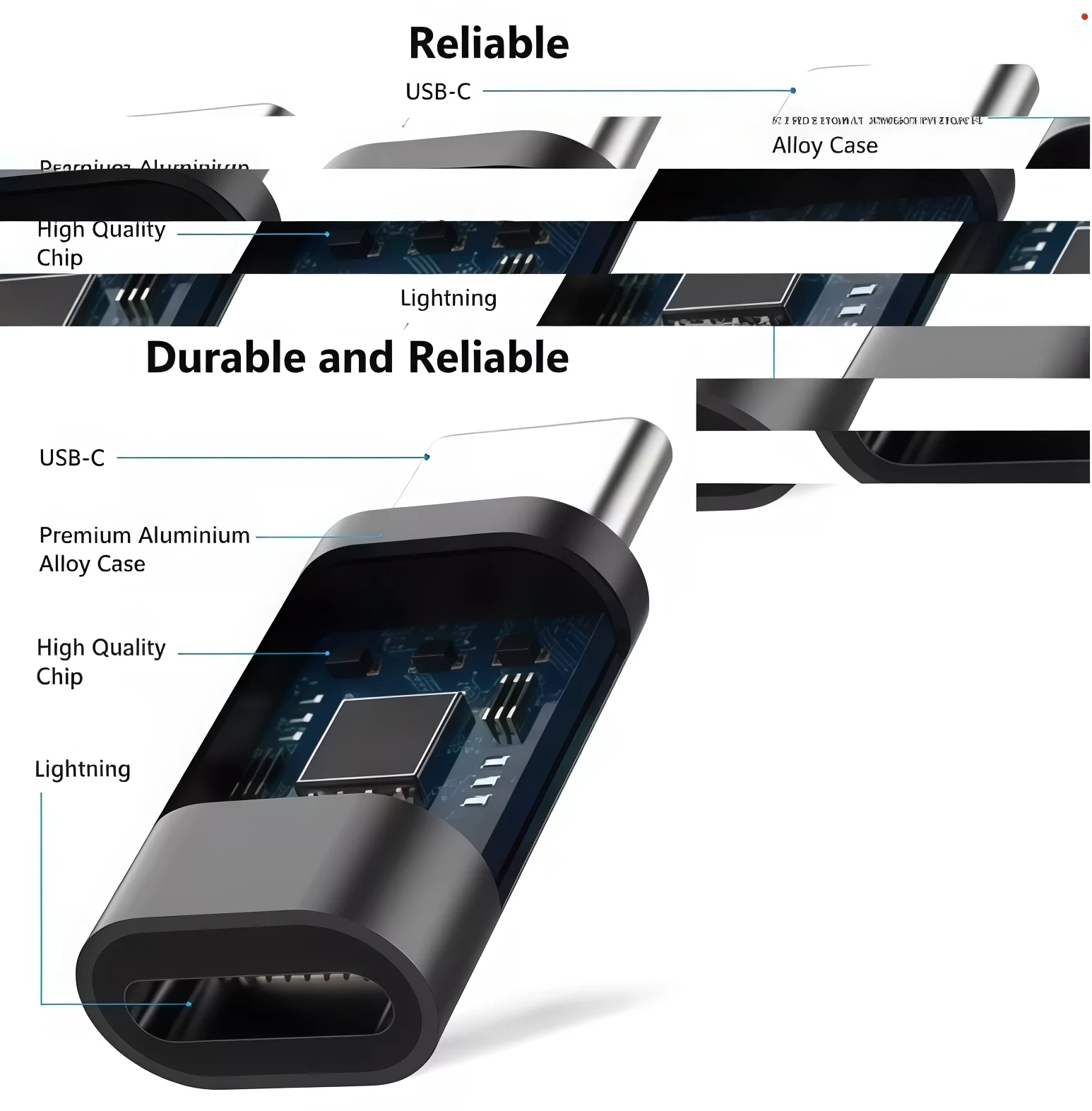 라이트닝(여성) to USB C(남성) 충전 어댑터 아이폰 15 프로 맥스 플러스 아이패드 타입 C to 8핀 충전 데이터 동기화 커넥터