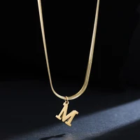 Collier Pendentif Alphabet A-Z en Acier Inoxydable Plaqué Or pour Femme, Chaîne Serpent, Lettre Initiale, Bijoux de Clavicule 3