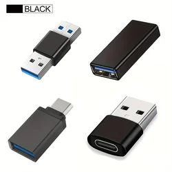All - in - One USB Adapter Set with PD Fast Charging and OTG Support (Black - 4pcs)