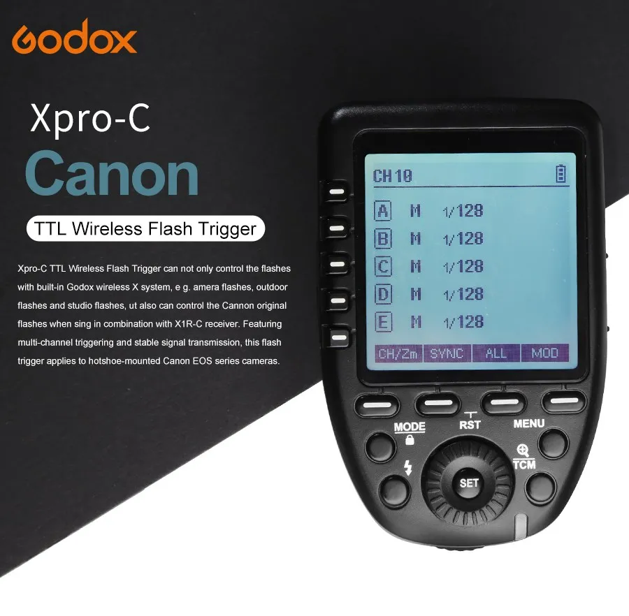 Godox XPro-C Flash Trigger Transmitter with E-TTL II 2.4G Wireless X System HSS