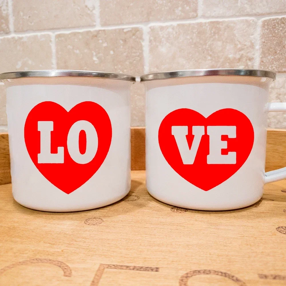Love Heart Enamel Coffee Mug - Romantic Gift