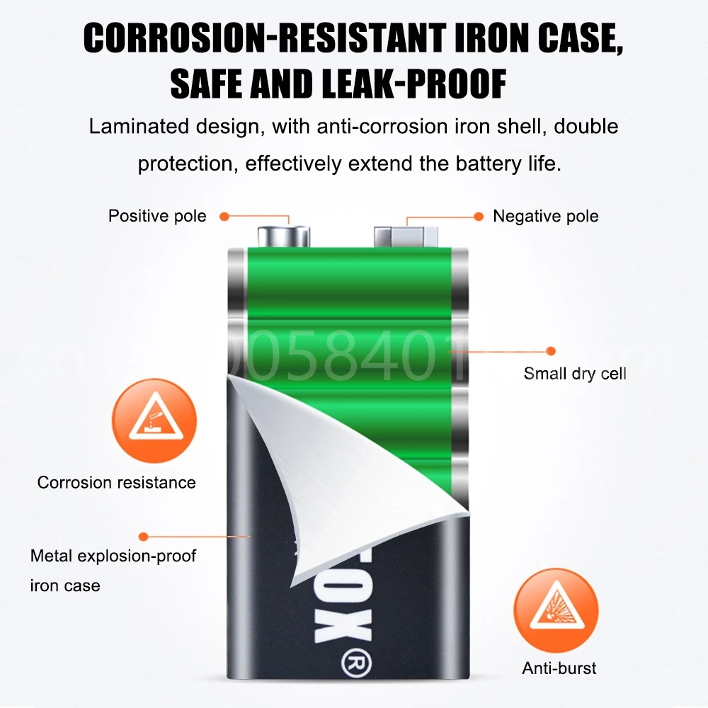 2PCS 9V 6F22ND PPP3 MN1604 6LR61 Battery Heavy Duty Dry Battery Non-rechargeable for Smoke Alarm Intercom Toy Camera Radio