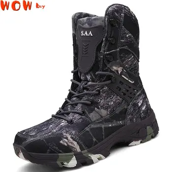 New Waterproof Men Tactical Military Boots Desert Boots Hiking Camouflage High-top Desert Men’s Boots Fashion Work Men’s shoes