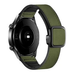 Premium Leather Silicone Magnetic Buckle Strap - Universal 22mm/20mm Wristband Bracelet Accessory for 20mm (Green)