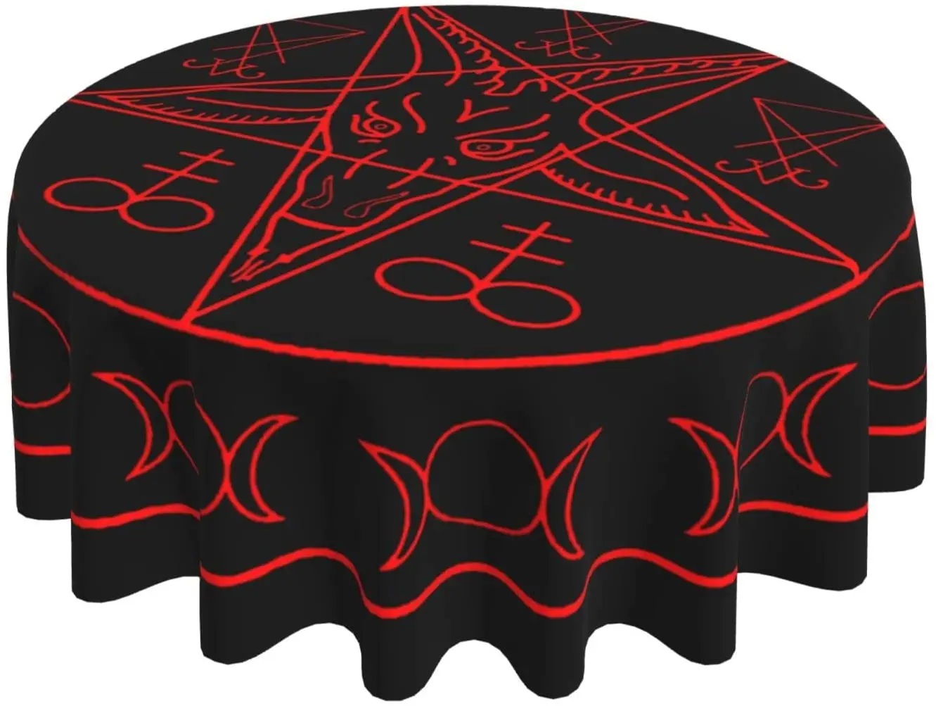 

Satanic Wiccan Symbols Goat Round Tablecloth 60 Inch Table Cover Tabletop Decoration Waterproof Table Cloths for Dining Table