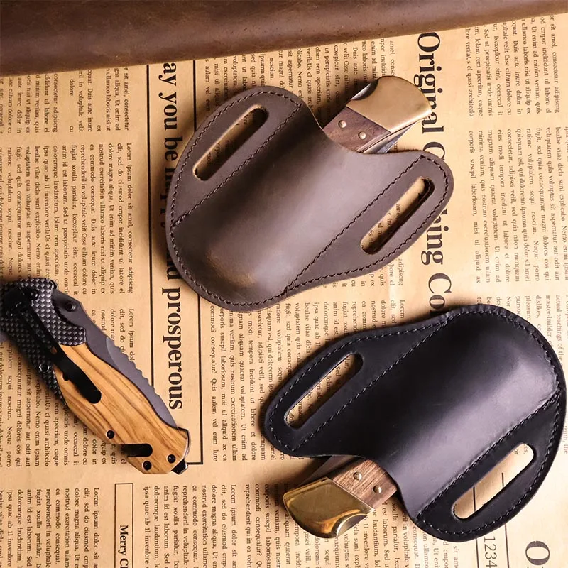 

RIYAO Leather Folding Flick Knife Waist Belt Case Holder Outdoor Pocket Knives Sheath for Swiss Army Knife Case Hunting Camping