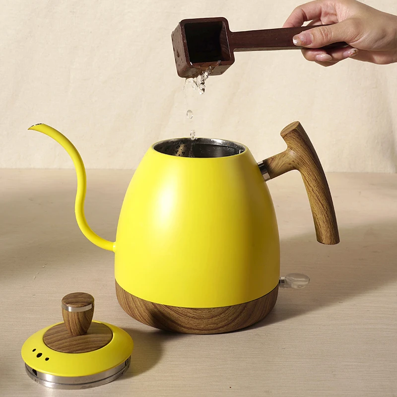 1000ML Electric Kettle Gooseneck Hand Brew Coffee Pot 1350W Slender Fine-mouth Jug 304 Stainless Steel Teapot Kettles 220V 5