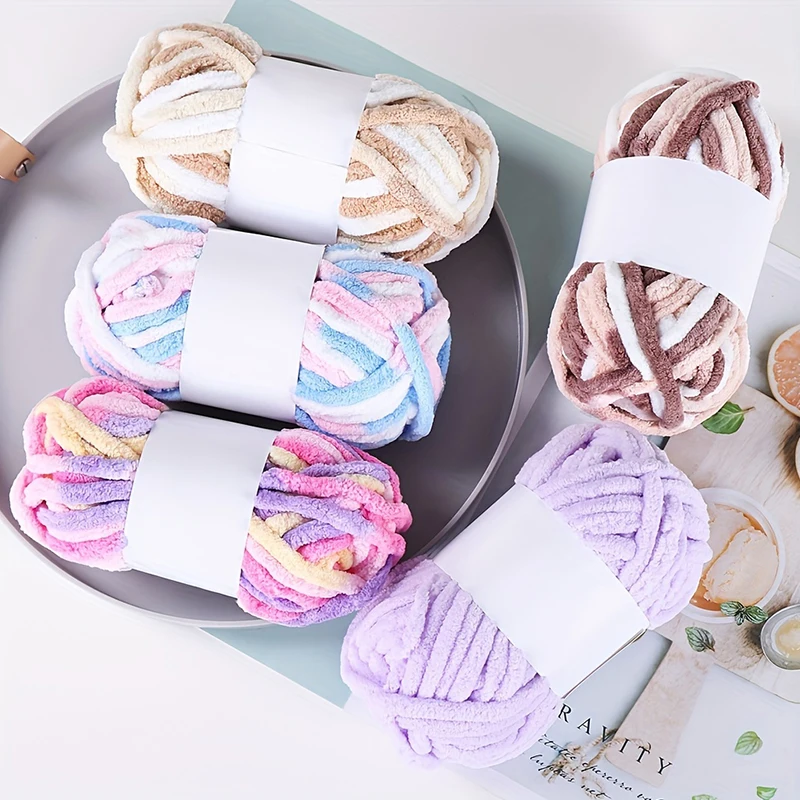 50g/ball Ice Strip Yarn Colorful Coarse Wool Yarn Thread Chenille Thick Yarn for Hand Knitting DIY Crochet Scarf Hat 3