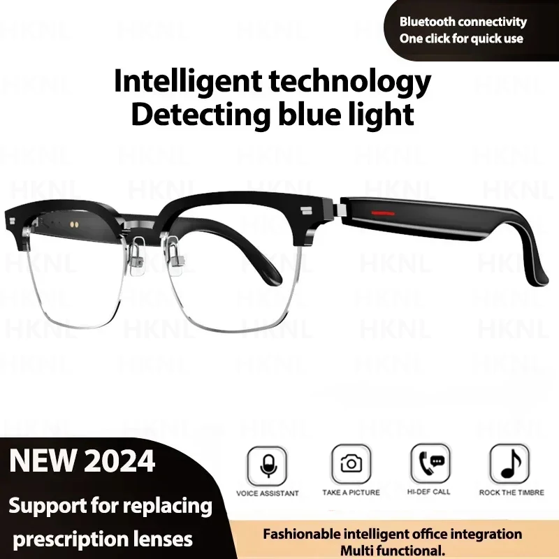 

2 In 1 Headset Smart Glasses Blue Tooth Audio Call AI Voice Noise Reduction Music Eyewear Waterproof Speaker Mics Calls Eyeglass