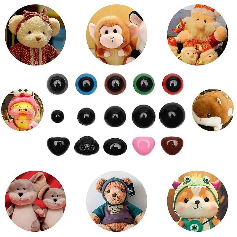 560Pcs Safety Eyes and Noses with Washers for Stuffed Animal Doll Crochet Black Glitter Eyes for Crafts Teddy Bear Making