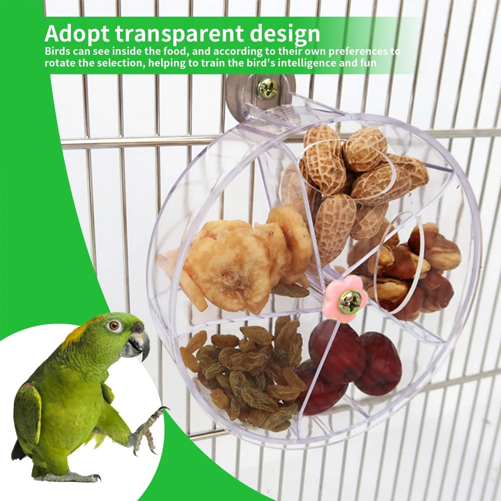 1pc Acrylic Interactive Parrot Toy Rotating Treat Dispenser for Pet Parrot Bird Cage Decoration Mental Stimulation Entertainment 6