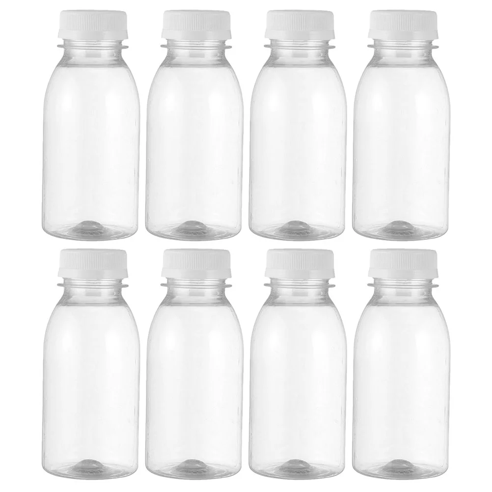 

8pcs Small Juice Bottles Mini Reusable Milk Bottles Portable Clear Water Bottles