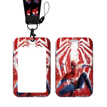 Disney Cartoon Marvel Spider Man Neck Strap Lanyard Card Sleeve ID Bus Subway Work Permit Chain Key Holder Cover Kids Gift