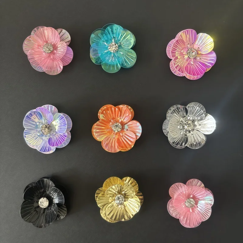 10 Teile/los Doppel Schichten Pailletten Perlen Blume Patches Nähen Auf Applique Kleidung Schuhe Taschen Dekoration Patch DIY Zubehör
