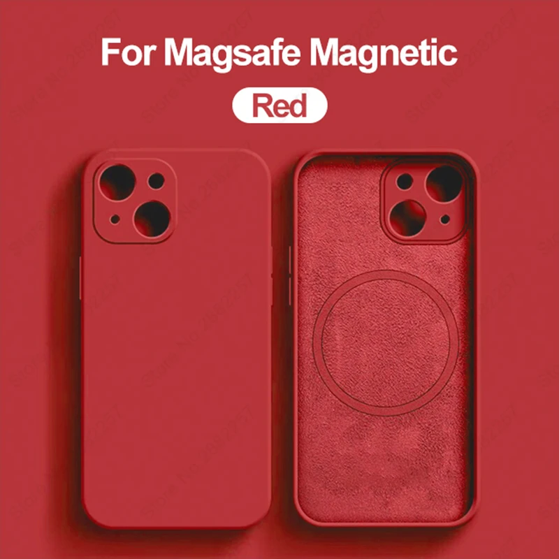 thumbnail image 1 of Fundas magnéticas de silicona líquida originales For iPhone, funda movil For Magsafe iPhone 15, 14, 13, 11, 12 Pro Max Plus, accesorios de cubierta a prueba de golpes, 1 of 5