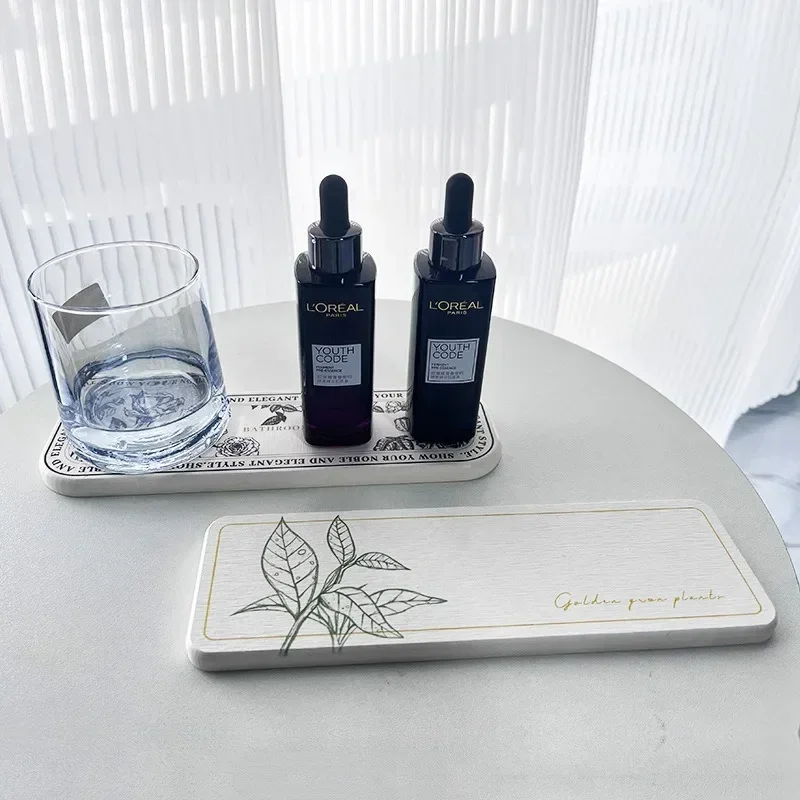 Diatomite Absorbent Pad Soap Dish Desktop Mat Tray for Bathroom Dining Room Flower Pattern Mats  Diatomaceous Earth Coasters