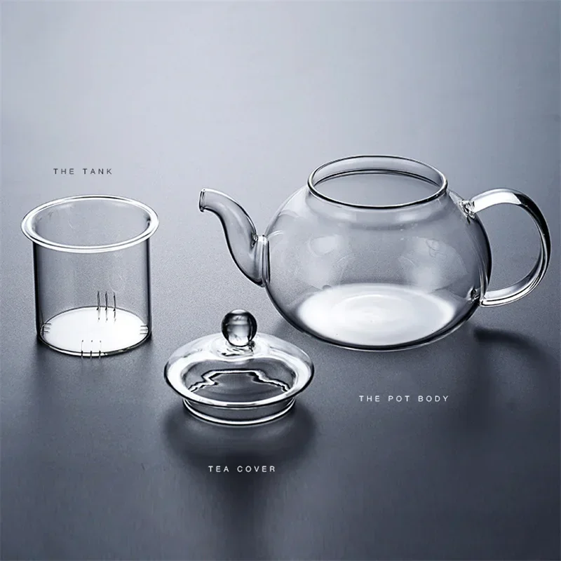 Glass Teapot 400ml/1000ml Filterable Heat-resistant Thickened Glass Teapot High Borosilicate Glass Flower Tea Pot Heatable Tea Set