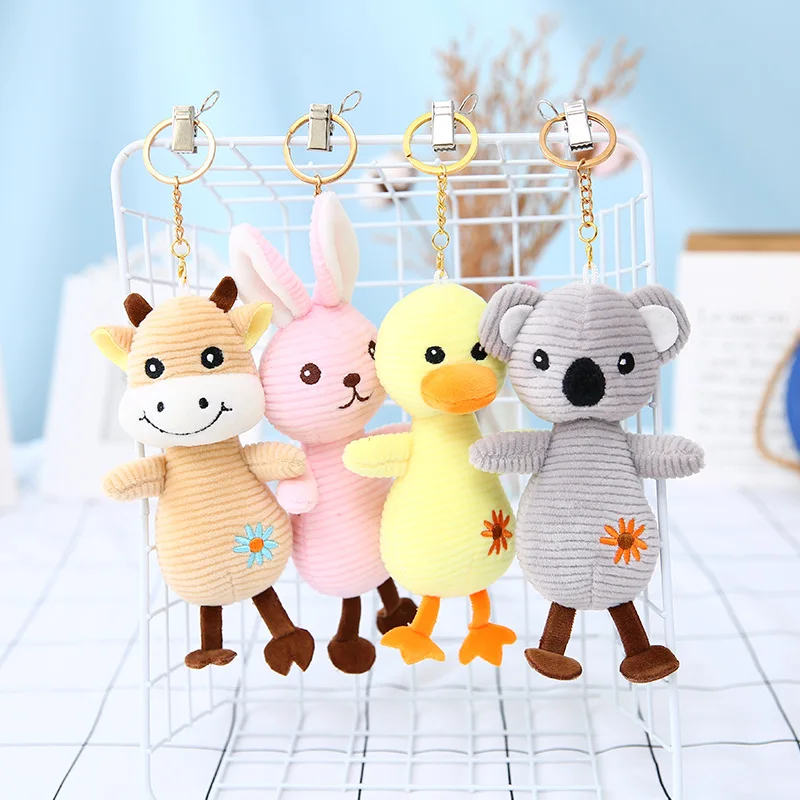 

Cute Plush Doll Toy Cartoon Animal Rabbit Duck Koala Cow Plush Toy Key Chain Chartered Car Pendant Children's Birthday Gift