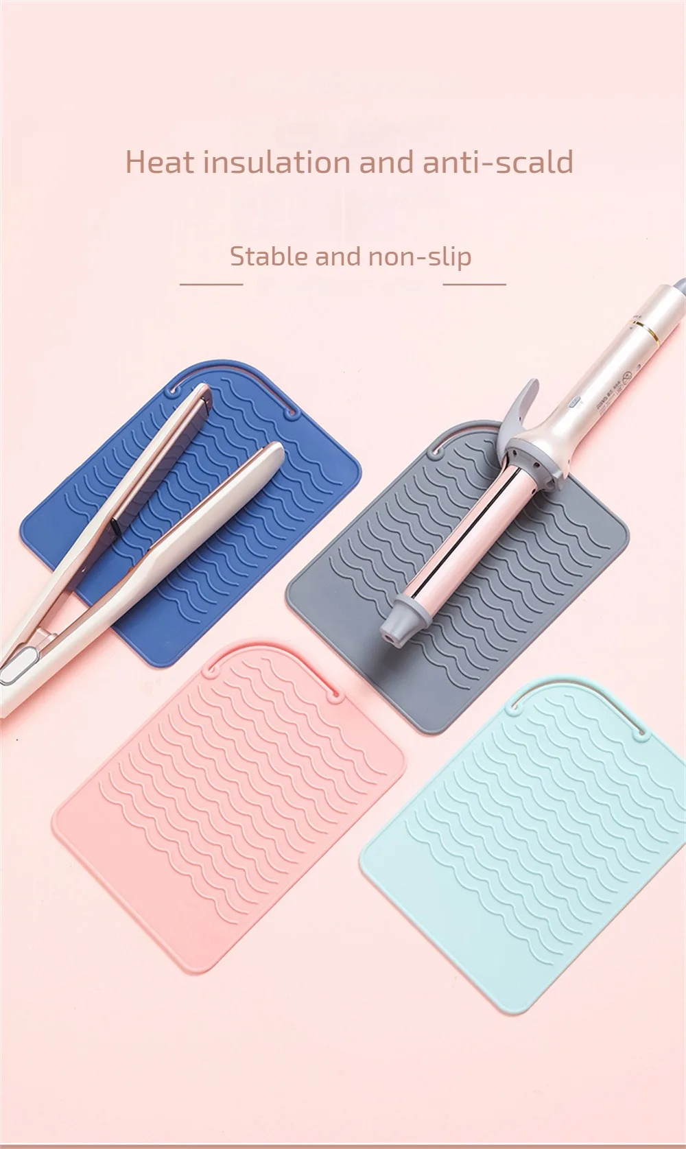 Description Picture 2 of itemSilicone Heat Resistant Mat Pouch for Curling Iron Hair Professional Styling Tool Anti-heat Mats for Hair Straightener Curling