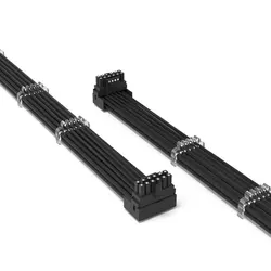 High-Performance 90-Degree 600W Extension Cable, 35cm, 12VHPWR Male to Female PCIE Adapter - 34cm (Black 4P inner)