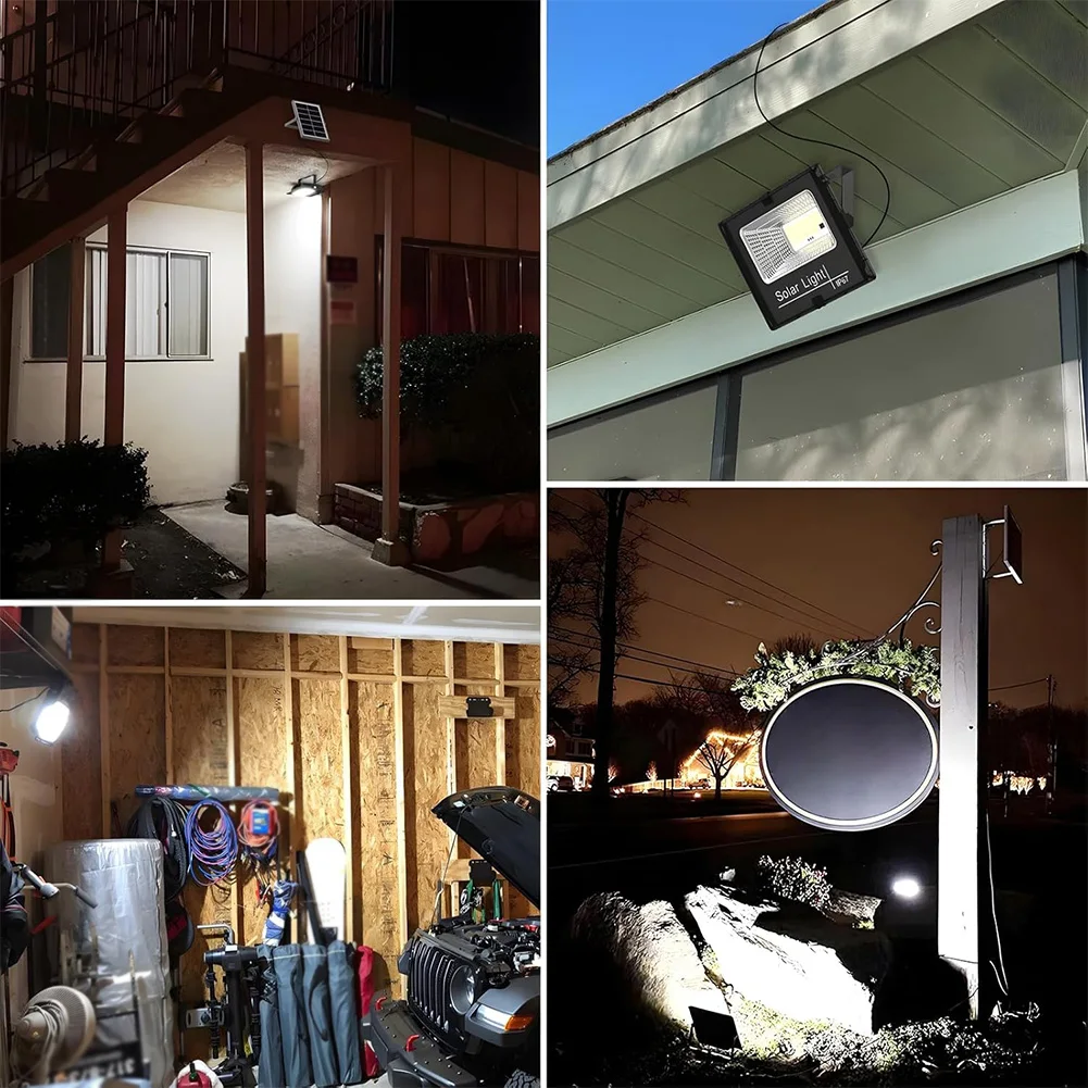 Solar Powered Wall Floodlight IP67 Waterproof Wall Lamp Auto-On Smart Wall Light Light Sensor Spot Lights for Garden Courtyard