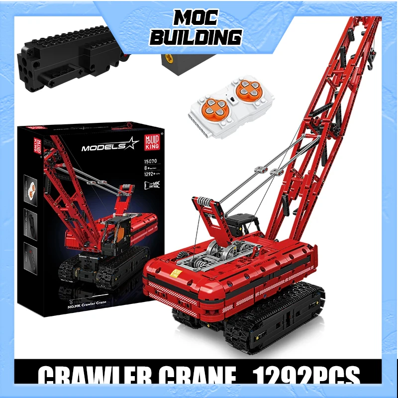Mold King 15070 Technical Car Building Block Il Rc Motorizzato Rosso Liebherred Crawler Crane Model Assembly Regalo Di Natale Per Bambini