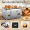 4 Slice Toaster Stainless Bread Toaster Color LCD Display 7 Bread Shade Settings 1.5'' Wide Slots Toaster with Bagel/Defrost 6