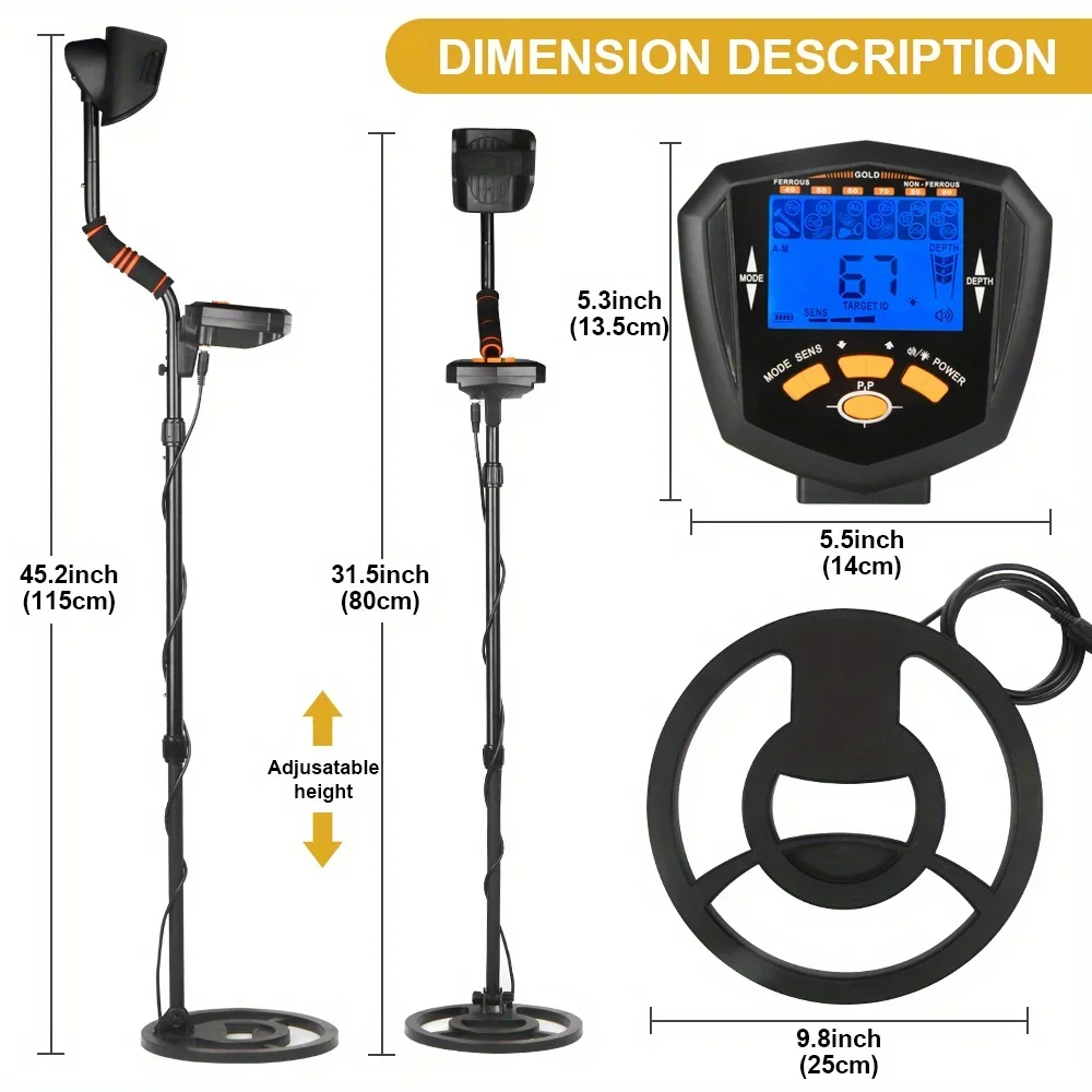 X22 New Underground Metal Detector Gold LCD Search Target ID Max Depth Treasure Hunting PinPointer Waterproof Locate Model